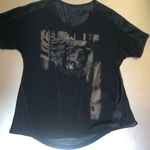 YOSHI YOSHI Black Short Sleeve Blouse, Size 1 (Japanese, ie Small)